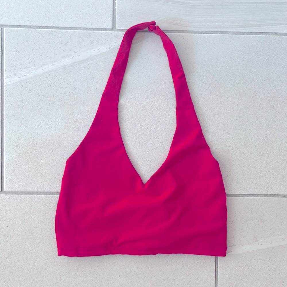 Bebe Hot Pink Crop Halter Top